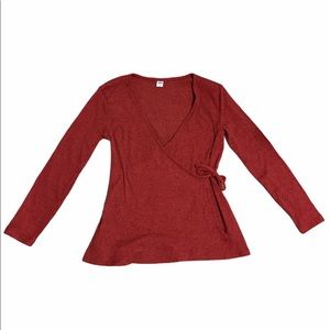 Long Sleeve Maroon Wrap Shirt